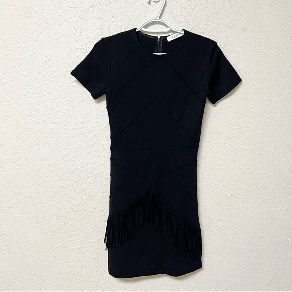 Sandro Paris Mini Black Dress Womens Fringe Tassel Size 1 - Picture 1 of 7